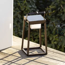 Lanterne solaire effet bois VERONA H30cm