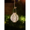 Lanterne solaire en métal ajouré à poser ou suspendre- Hauteur 25cm- Diamètre 15cm- 1 LED blanche- 10 Lumens- Eclairage extérieur