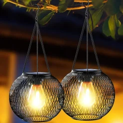 Lanterne Solaire Exterieur Jardin, Lampes Solaires Extérieure en Métale IP65 Étanche Lanterne Led Blanc