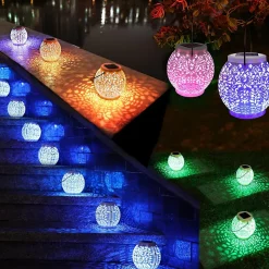 Lanterne Solaire Exterieur Jardin, Lot de 2 Lampes Solaires Suspendues LED Solar Lanternes Exterieure Décorative Lumière IP65