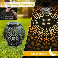 Lanterne Solaire Exterieur, 2 Paquets LED Lampe Solaires de Jardin IP65 Étanche Blanc Chaud