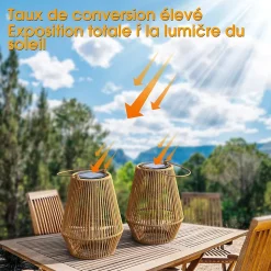 Lanterne Solaire Exterieur Jardin, 1 Lampe Solaire Exterieur IP65 fait à la main Suspendre Lanterne Solaire