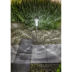 Lanterne solaire inox- Hauteur 79cm- 1 LED blanche- 10 Lumens- Eclairage extérieur Jardin
