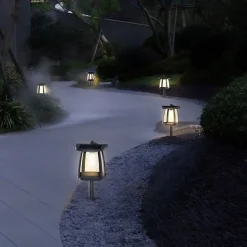 Lanterne Solaire LED sur Poteau Éclairage Extérieur Autonome et Sans Câble