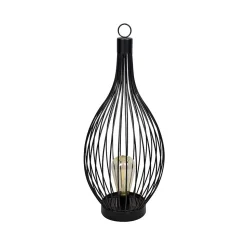 Lanterne solaire métal- Haureur 50cm- Diamètre 20cm- 2 LED COB filament blanc chaud- 20 Lumens- Eclairage extérieur Jardin