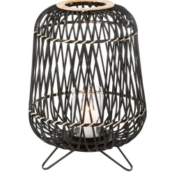 Lanterne sur pied en bois noir 36x36x49 cm