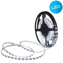 LED 'Stripe' d'environ 5 m de long, avec 2 connecteurs d'angle de 10 cm et bloc d'alimentation, 300 LED, blanc froid