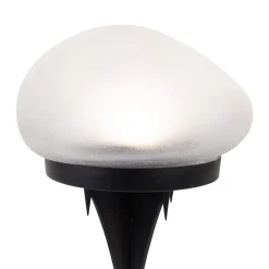 Les piquets de terre 'Guri' 14 x 12 cm, 8,5 cm de haut, plastique noir, verre lourd et transparent, LED intégrées, blanc chaud