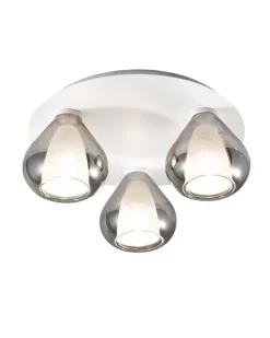 Lila - Plafonnier rond d.40cm Fabas Luce - Applique avec 3 ampoules LED E27 MAX 40W - Fumé