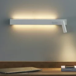 Longue applique murale blanche avec liseuse - Stanli