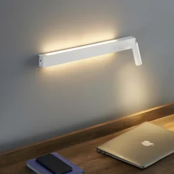 Longue applique murale blanche avec liseuse - Stanli