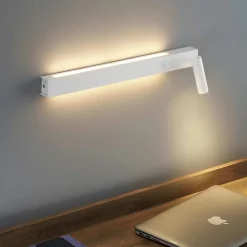 Longue applique murale blanche avec liseuse - Stanli