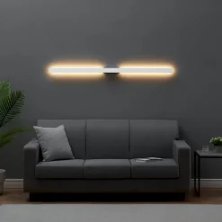 Longue applique murale blanche épurée extérieur - Sambai