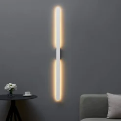 Longue applique murale blanche épurée extérieur - Sambai