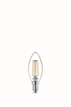 Lot 2 ampoules E14 (SES) flamme transparent 470lm 4.3W IP20 blanc chaud Philips