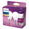 Lot 2 ampoules E14 (SES) standard 470lm 4.3W = 40W IP20 blanc chaud Philips