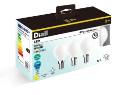 Lot 3 ampoules LED à filament mini globe E14 470lm 3.4W = 40W Ø4.5cm IPX4 Diall blanc neutre