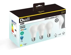 Lot 3 ampoules LED à filament dépolie GLS E27 1521lm 10.5W = 100W Ø7cm IPX4 Diall blanc neutre