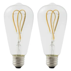 Lot 2 ampoules LED à filament ST64 E27 470lm 4.9W = 40W Ø6.4cm Diall blanc chaud