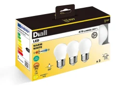 Lot 3 ampoules LED à filament mini globe E27 470lm 3.4W = 40W Ø4.5cm IPX4 Diall blanc chaud