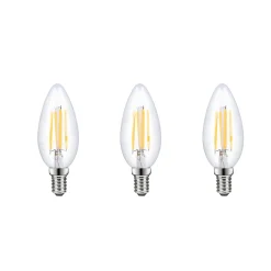 Lot 3 ampoules LED à filament flamme E14 470lm 3.4W = 40W Ø3.5cm Diall blanc chaud