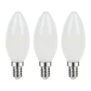 Lot 3 ampoules LED à filament flamme dépolie E14 470lm 3.4W = 40W Ø3.5cm Diall blanc chaud