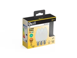 Lot 3 ampoules LED à filament flamme dépolie E14 470lm 3.4W = 40W Ø3.5cm Diall blanc chaud