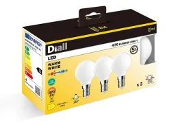 Lot 3 ampoules LED à filament mini globe E14 470lm 3.4W = 40W Ø4.5cm IPX4 Diall blanc chaud