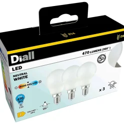 Lot 3 ampoules LED mini globe E14 470lm 4.2W = 40W Ø4.5cm Diall blanc neutre
