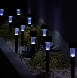 Lot 10 balises extérieures solaires Spike LED intégrée IP44 GoodHome noir