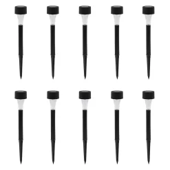 Lot 10 balises extérieures solaires Spike LED intégrée IP44 GoodHome noir