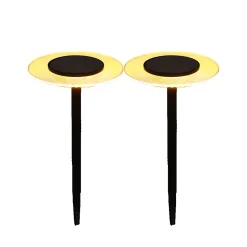 Lot 2 balises solaires LED blanc chaud IP44 8lm L.16 x l.16 x H.35 cm acier noir