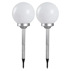 Lot 2 Boule lumineuse solaire pour jardin, lampe LED de jardin borne solaire éclairage solaire d'extérieur - Diamètre 15 x H 52 cm