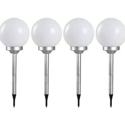 Lot 4 Boule lumineuse solaire pour jardin, lampe LED de jardin borne solaire éclairage solaire d'extérieur - Diamètre 15 x H 52 cm