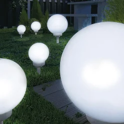 Lot 4 Boule lumineuse solaire pour jardin, lampe LED de jardin borne solaire éclairage solaire d'extérieur - Diamètre 15 x H 52 cm