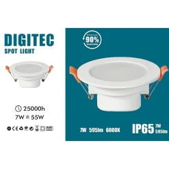 Lot de 2 - Spots à encastrer salle de bains led intégrée Etanche IP65 6000k Blanc Froid