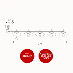 Lot de 8 abats jours Aruba pour guirlande solaire - Chromex