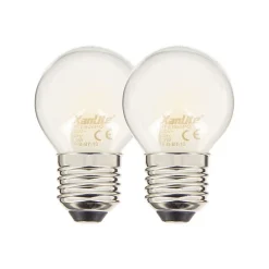 Lot de 2 ampoules Filament LED P45 Opaque, culot E27, 806 Lumens, conso. 9W (eq. 60W), 2700K, Blanc chaud