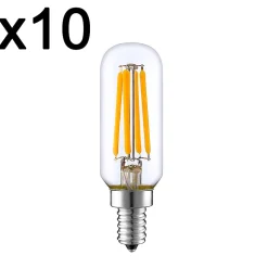 Lot de 10 ampoules filaments LED PLUTON Transparent Verre E14 4W