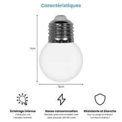 Lot de 20 Ampoules Guirlande Guinguette Led E27 Transparentes - 1.5W