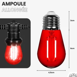 Lot de 10 Ampoules Guirlande Guinguette Led E27 rouge - 2W