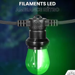Lot de 10 Ampoules Guirlande Guinguette Led E27 vert - 2W