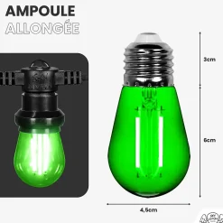 Lot de 10 Ampoules Guirlande Guinguette Led E27 vert - 2W