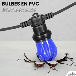 Lot de 20 Ampoules Guirlande Guinguette filament multicolore Led E27 Multicolores - 2W