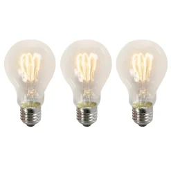 Lot de 3 ampoules LED à filament torsadé E27 A60 transparentes 3W 210lm 2200K