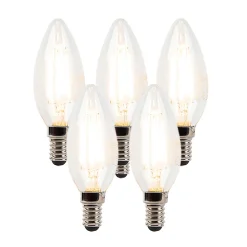 Lot de 5 ampoules LED à filament bougie E14 dimmables B35 transparentes 3W 250lm 2700K