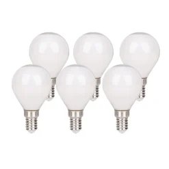 Lot de 6 ampoules LED avec douille E14, forme poire 4 watts, en métal et verre, laiteux