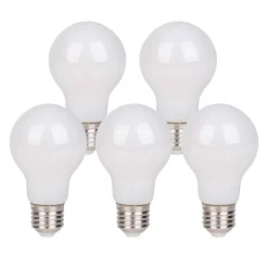 Lot de 5 ampoules LED avec douille E14, forme poire 8 watts, en métal et verre, laiteux