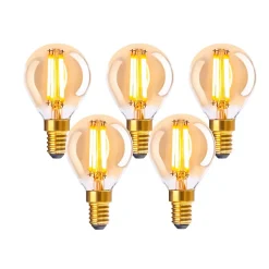 Lot de 5 ampoules LED avec douille E14 3,9 watts, en métal et verre, ambre