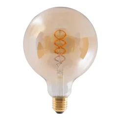 Lot de 2 ampoules LED douille E27, 5 watts D: 12,5cm, métal et verre, ambre